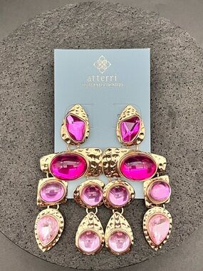 ATTERRI Pink Statement Chandelier Earrings